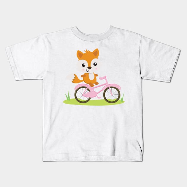 Cute Riding Fox Kids T-Shirt by Animal Specials